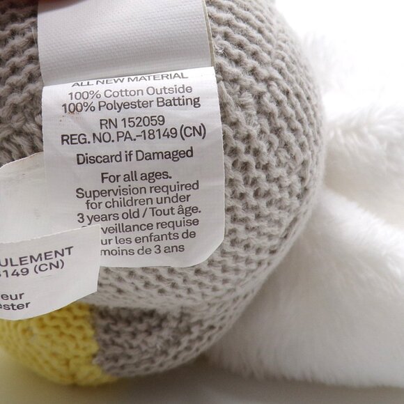 Baby Bum Monkey Lovey Duke Gray Yellow White Knitted Plush Security Blanket Soft - Picture 11 of 12